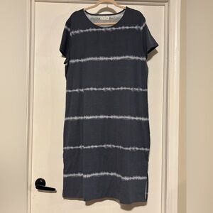 Maurices Navy and White Tie-Dye Midi Dress